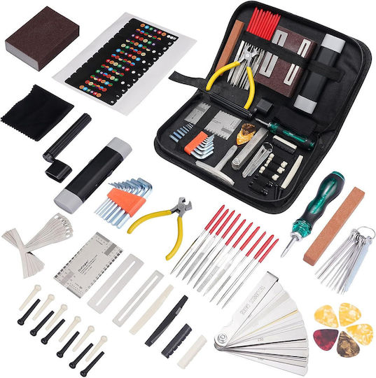 Kit de Reparații pentru Chitară 72 Piese Chei Allen Pensete Răsucitoare de Coarde Fișiere Accesorii pentru Chitară Acustică Ukulele Bas Mandolin Banjo