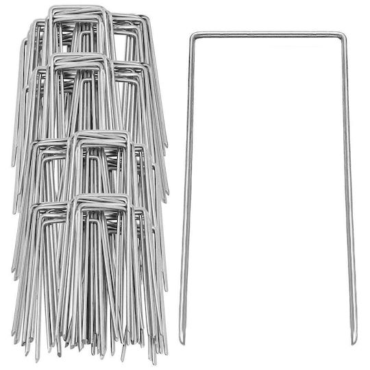 Set 100 Metal Anchors Agrotextile Fixing 15x7 Cm Silver