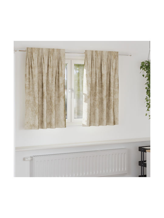 vidaXL Set Window Curtains With Pencil Pleat Beige 140x140cm