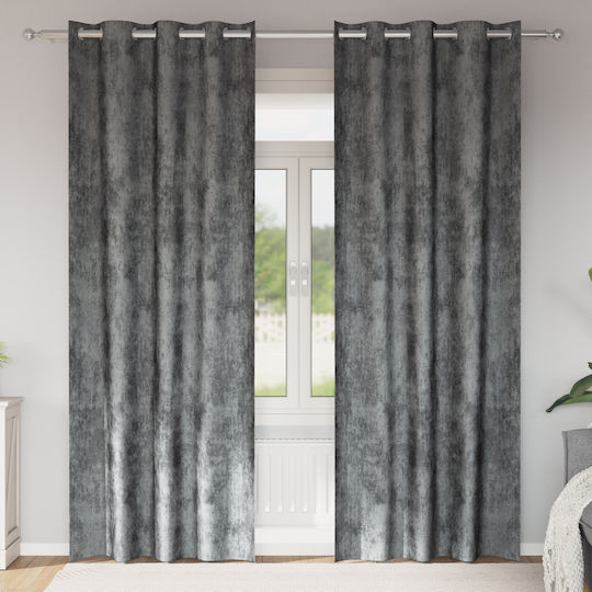 vidaXL Set Perdele Pentru Fereastră Cu Capse Gri 140x245cm
