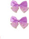 Set 2 Pieces Clip Hair Clip Bow With Pearls Purple