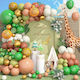 Set de Baloane Arc Verde Decorațiuni Party Retro Maro Portocaliu Diverse Dimensiuni 101 Bucăți Banda de Baloane Puncte Adezive