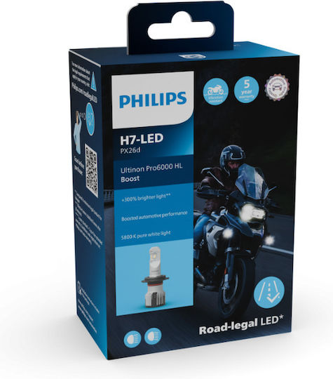 Philips Lamps Car Ultinon Pro6000 Boost H7 LED 5800K Cold White 12V 15W 1pcs