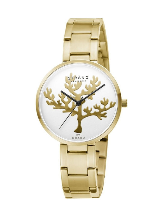 Strand by Obaku Women's Watch with Gold Metal Bracelet