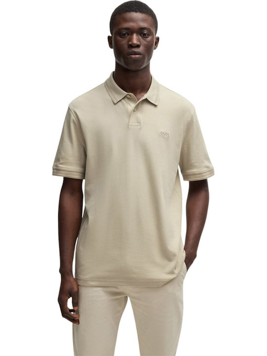 Boss Short Sleeve Polo Shirt Beige