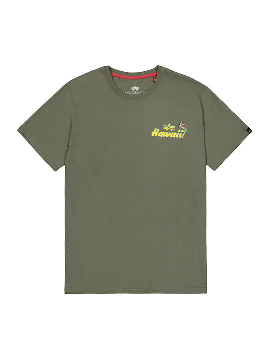 Alpha Industries Print Tricou Olive închis