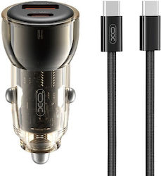 XO Cc60 Φορτιστής Αυτοκινήτου με Θύρες 1xUSB-A 1xType-C και Καλώδιο Type-C