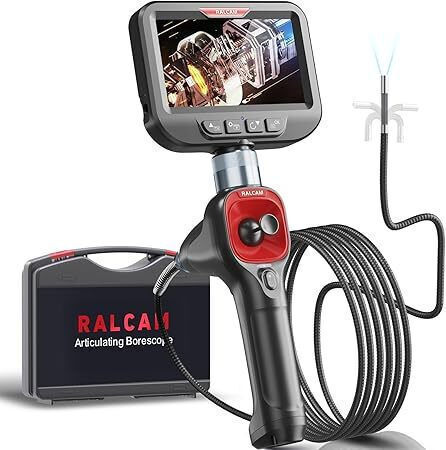 Endoscop industrial 6.2 Mm Cameră endoscopice de inspecție articulată 2 M Tub semi-rigid Endoscop rotativ 360° Hd 720p Cameră de inspecție Ecran Ips de 4.3 Inch 1080p Cameră 6 Leds Ip67 Memorie 16gb