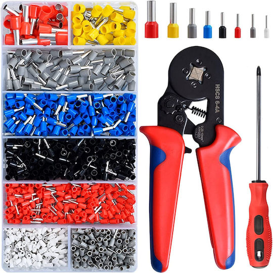 Connector Pin Crimping Set 1200 Electrician Conductor Terminals 0.25-10 Mm² Screwdriver 8 Types Terminals