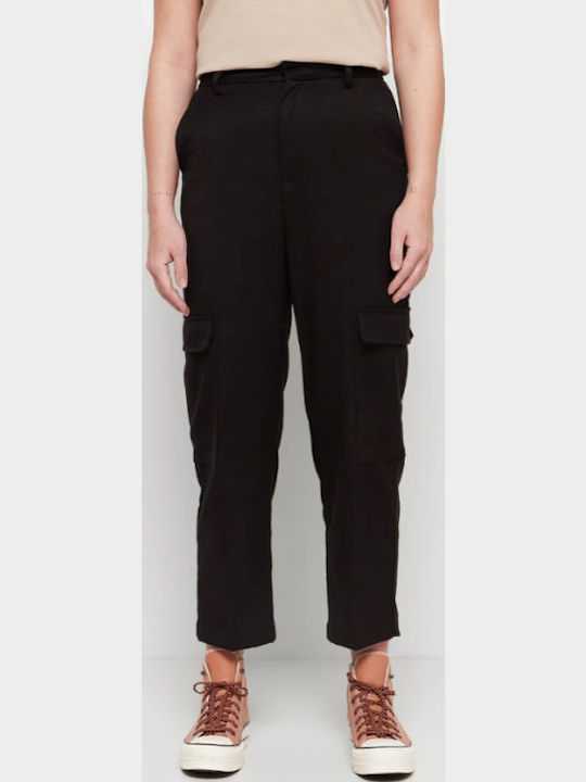 Mango Damen Stoff Cargo Hose Black