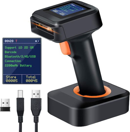 Drahtloser 1D 2D QR Barcode-Scanner Ladestation mit LED-Anzeige Bluetooth 1800 mAh Akku Präfix Suffix Hinzufügung Tera HW006