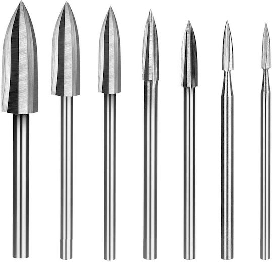 Set 7 Hss Router Bits 2.35-10mm Wood Engraving Carving Rotary Tools