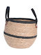 Large Cotton Basket Beige Black Details 37x37x29cm