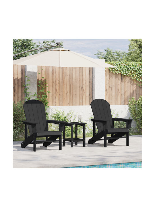 Outdoor-Stuhl Hölzernes Black 2Stück 74x58εκ.