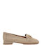 Leather Women's Moccasins in Beige Color