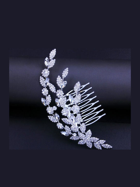 Κόσμημα Χτενάκι Ζιργκόν Ασημί Flower Lilly Hairpin Ba01 Hair Duty Hrd-ba01