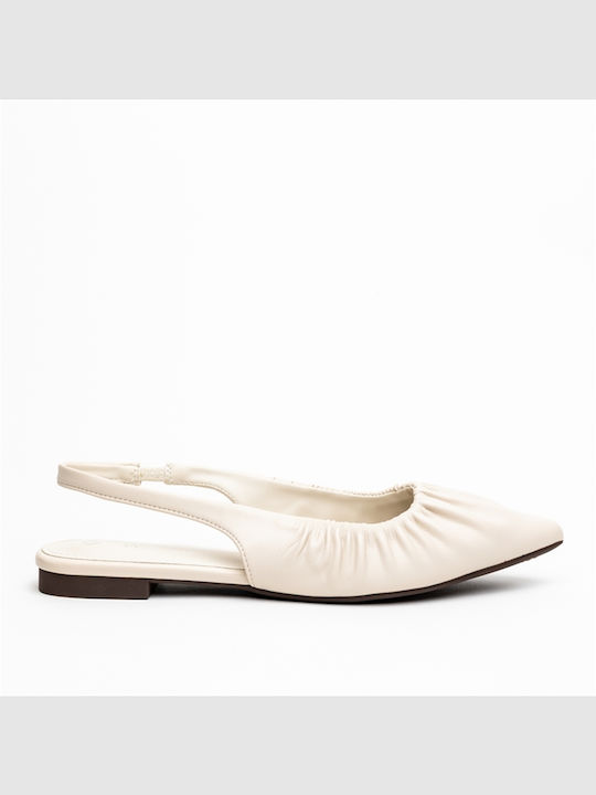 Damen Ballerinas Slingback mit Riemen in Weiß Farbe