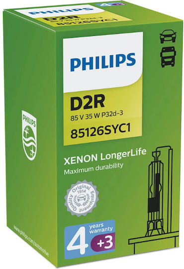 Philips Λάμπα Αυτοκινήτου Xenon LongerLife D2R Xenon 4300K Φυσικό Λευκό 85V 35W