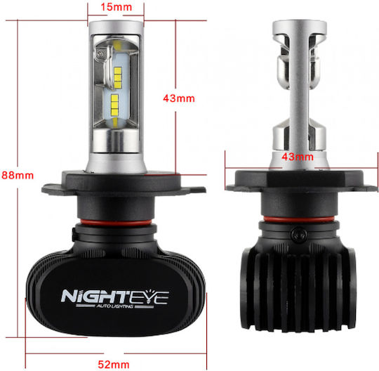 Nighteye Λάμπες Αυτοκινήτου H7 LED 6000K Ψυχρό Λευκό 12-24V 25W 2τμχ