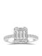 Chrilia Дамски Пръстен с Диамант от Бяло злато 18K