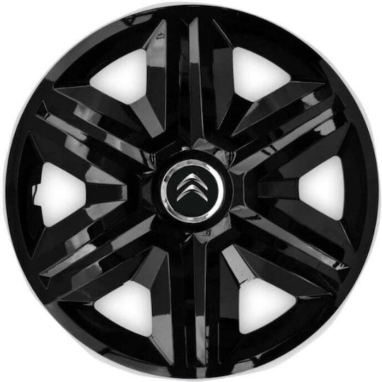 Car Hubcap Set with Citroen Emblem 15" 4pcs Black