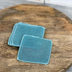 Canvas Handkerchief Set/10 12x12cm Turquoise
