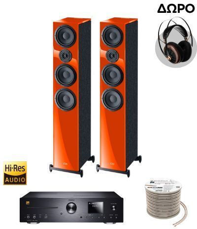 Sistem audio 2 Pachet Magnat MC 400 + HECO Aurora 700 + Cablu Oehlbach + Căști Meze 99CLASSICS MCRORA700O 100W cu CD / Media digitale Player și Bluetooth Portocaliu