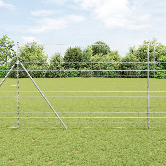 vidaXL Verzinkter Drahtzaun Satz Silber 1,6x25m