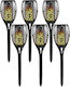 Set of 6 Stake Solar Lights Torches Warm White with Motion Sensor and Photocell