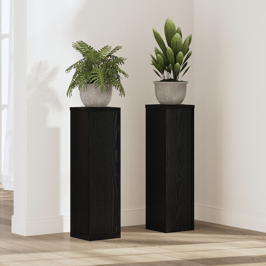 vidaXL Plants Pot Stands Wooden Black 17cmx17cmx60cmcm. 2pcs