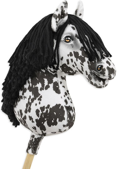 Hobby Horse Large Premium Stick Horse Tarantula Pattern Black White Black Mane A3