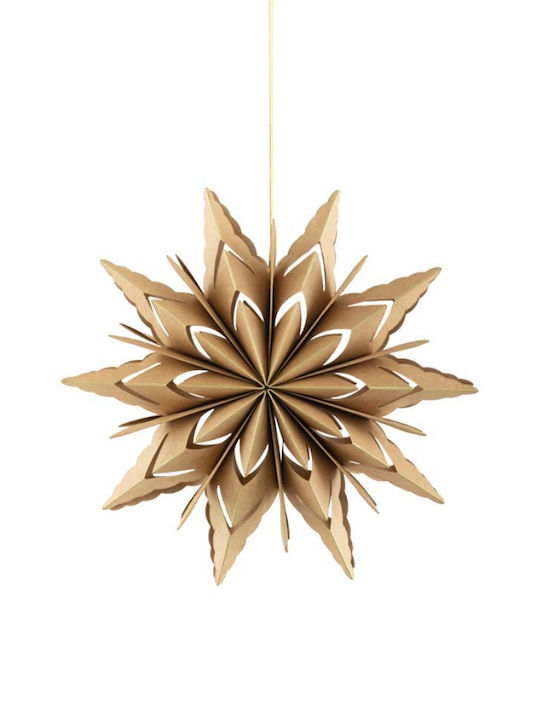 Christmas Star Snowflake Pendant Foldable Natural Beige Gold 30cm 157.001.0139.10