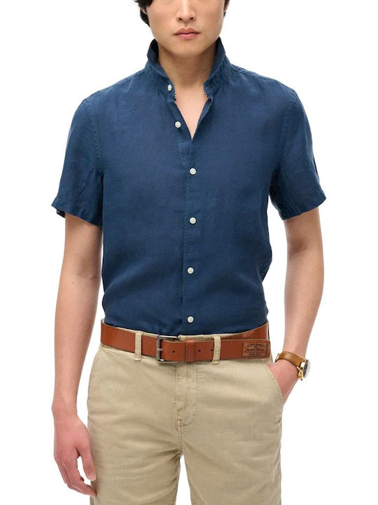 Superdry D3 Stud Linen Shirt Blue