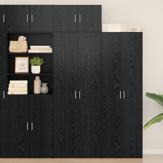 Wohnzimmer Nische aus Spanplatte Schwarze Eiche 70x42.5x225cm