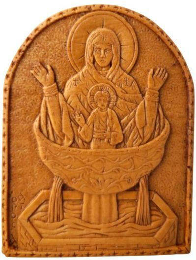 Monastic Wax Icon Holy Mary Life-Giving Spring 7.5x5.5 Cm