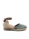 Serraje Women's Leather Platform Espadrilles Khaki