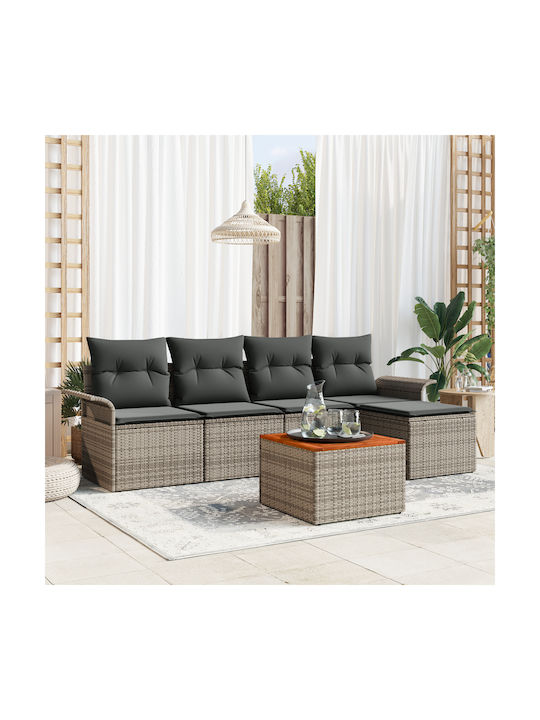 Garten- und Outdoor-Möbelsets 6 Stück Grau mit ...