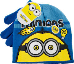 Minions Set Căciuliță Cu Mănuși Tricotată Albastră Minions Set Căciuliță Cu Mănuși Tricotată Albastră