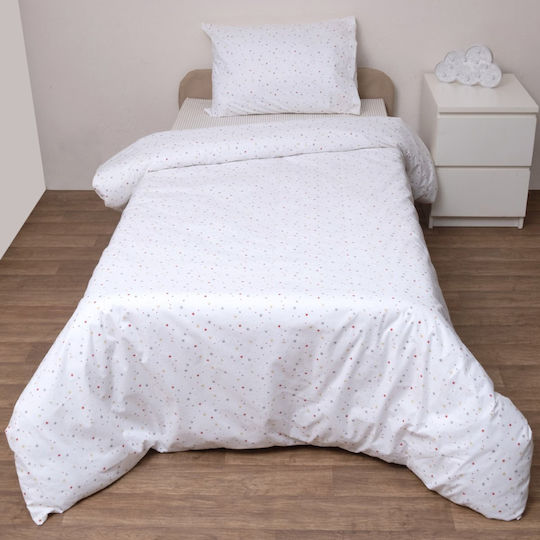 Viopros Set Baby Duvet Cover with Pillowcase Rea White 120x160cm