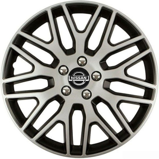 Versaco Car Hubcap Set Dakar Nc with Nissan Emblem 15" 4pcs Silver