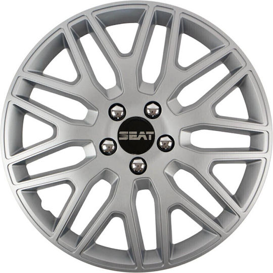 Versaco Auto Radkappen Set Dakar mit Marke Sitz 4Stück 15" Silber/Silber