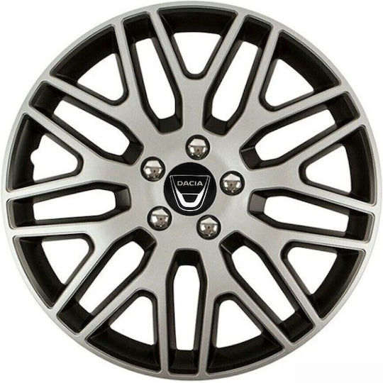 Versaco Auto Radkappen Set Dakar Nc mit Marke Dacia 4Stück 15" Silber/Silber