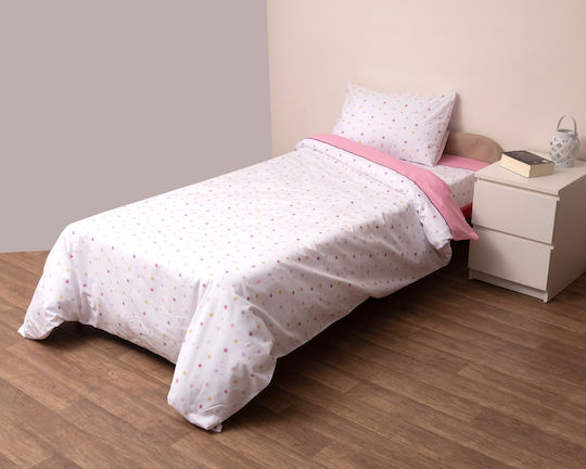 Viopros Duvet Cover Set Cotton Single with Pillowcase 160x240 Pink
