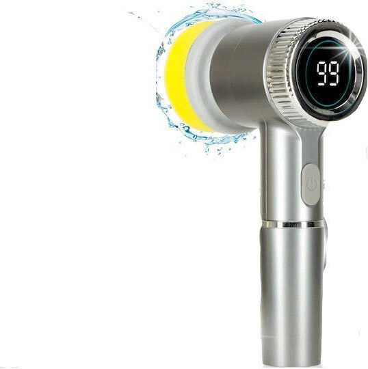 Wireless Electric LED Rotating Cleaning Brush 5 Replacement Heads Grey Aria Trade