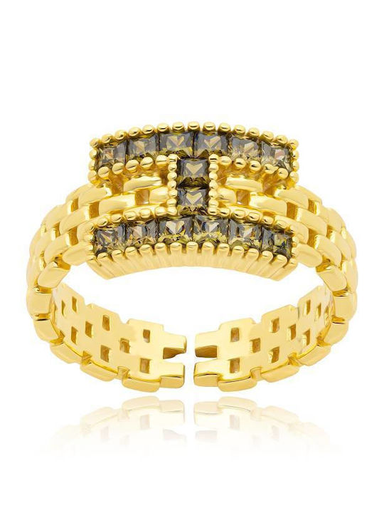Jools Damen Ring mit Zirkonia aus Silber Vergoldet