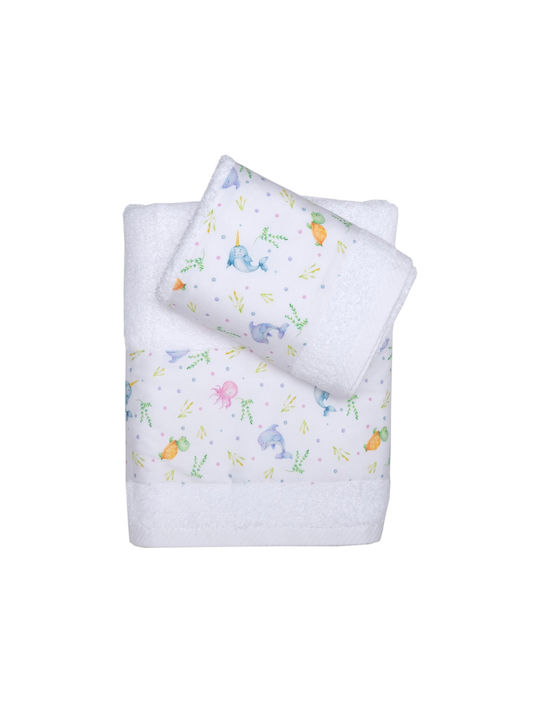 Viopros Set Babyhandtücher 2 Stück Weiß Gewicht 400gr/m²