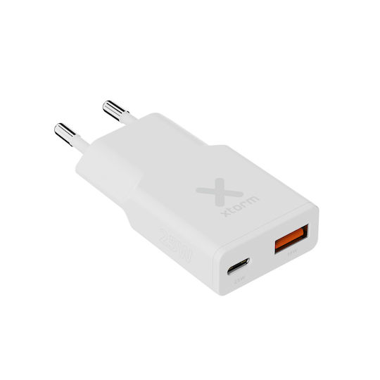Xtorm Încărcător Fără Cablu cu Port USB-A și Port USB-C 25W Livrarea energiei / Quick Charge 3.0 Albς (XG2SL025)