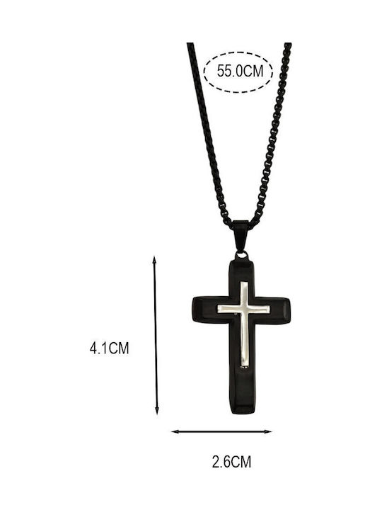 Herren Kreuz aus Vergoldetem Stahl mit Kette