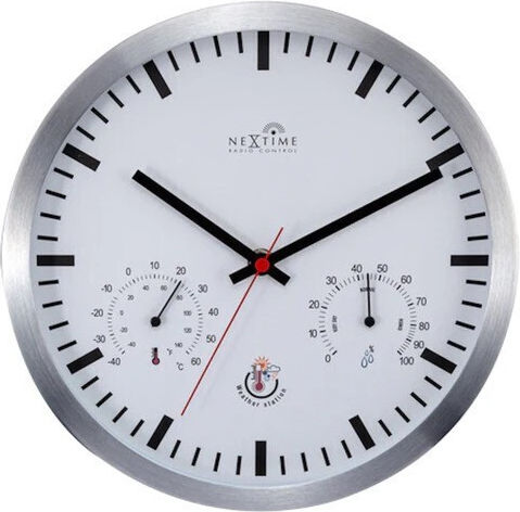 Nextime Ρολόι Τοίχου Μεταλλικό Inox Ø25cm