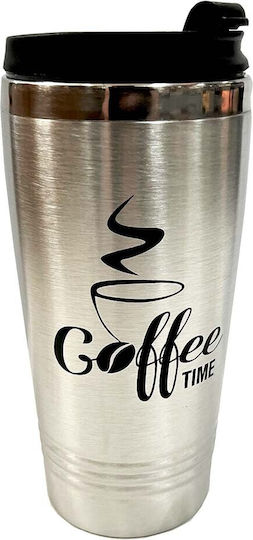 Sidirela Glass Thermos Stainless Steel 450ml Silver With Straw E-4053